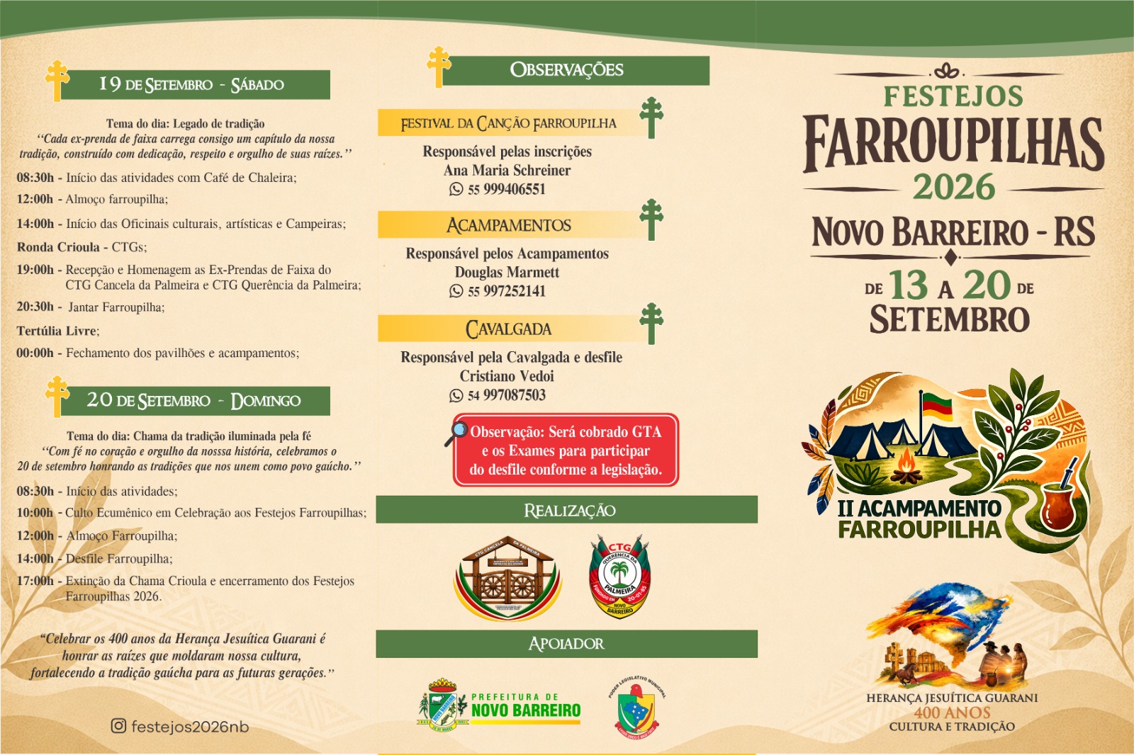 Festejos Farroupilhas 2026 - Novo Barreiro
